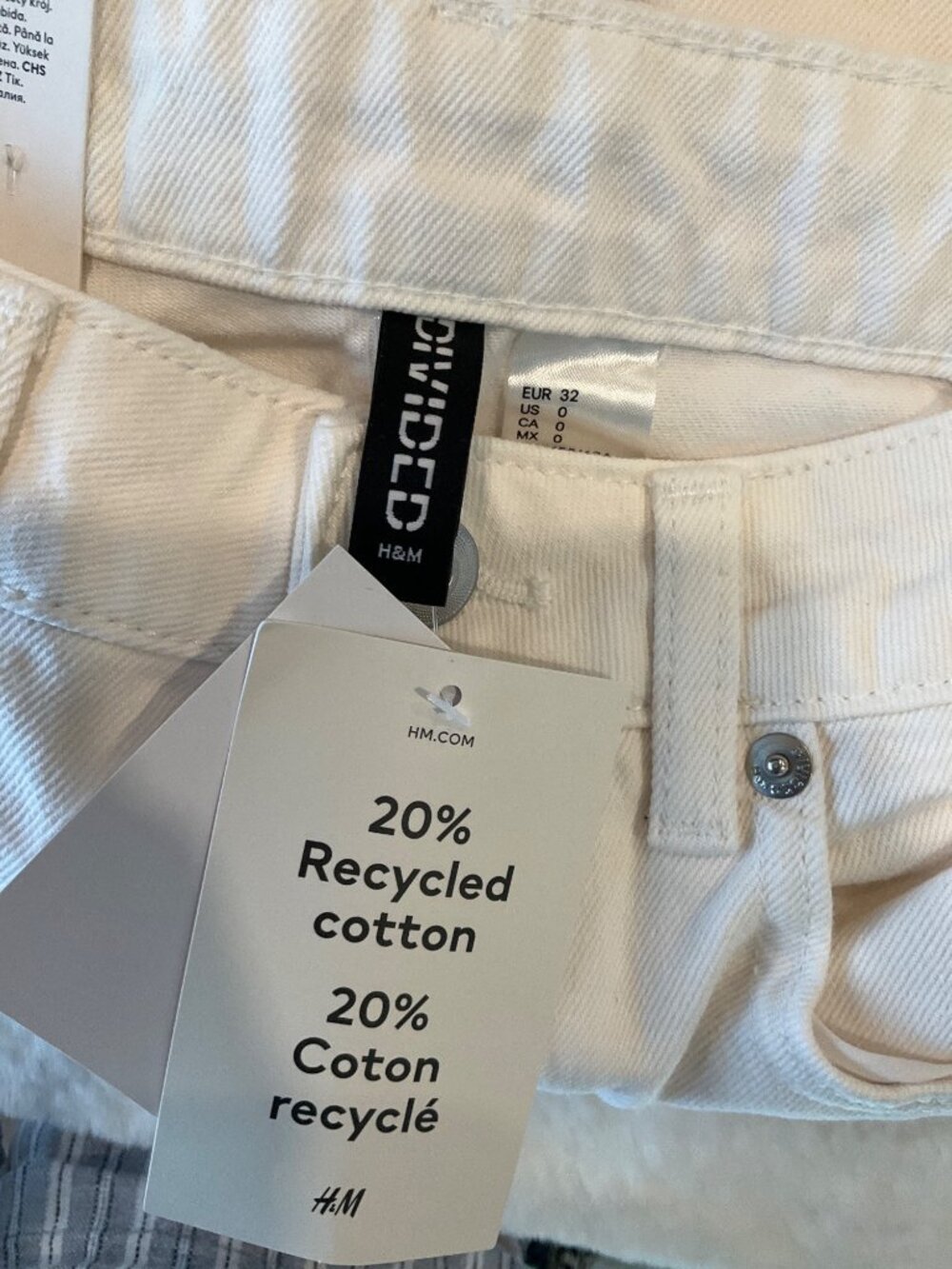 H&M Size 0 Straight High Waist Ankle-Length Jeans White NEW - Picture 6 of 9